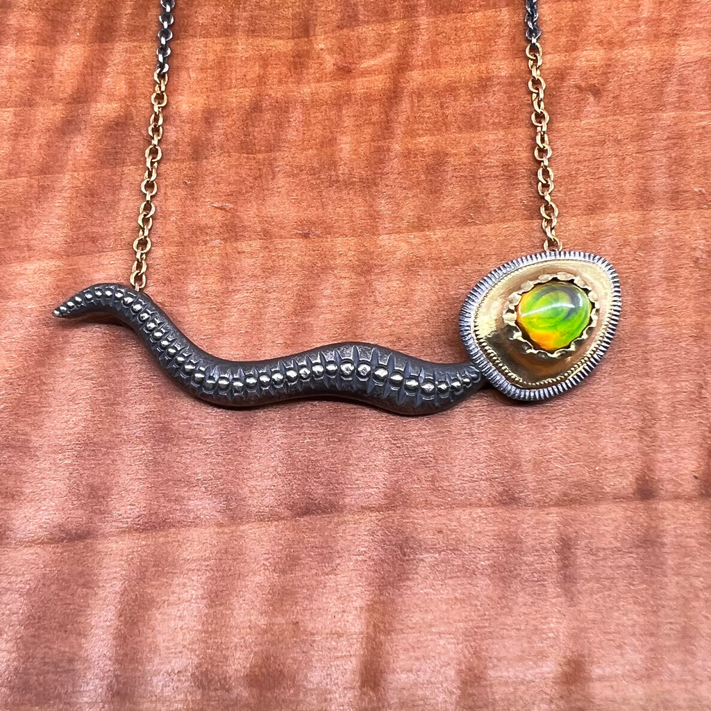 Snake Necklace with Fire Agate