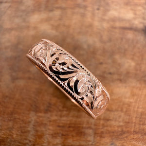 14k Rose Gold Scroll Engraved Band