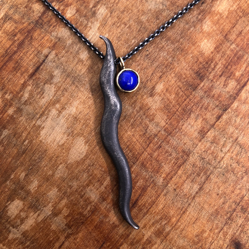 Organic Long/Short Necklace with Lapis