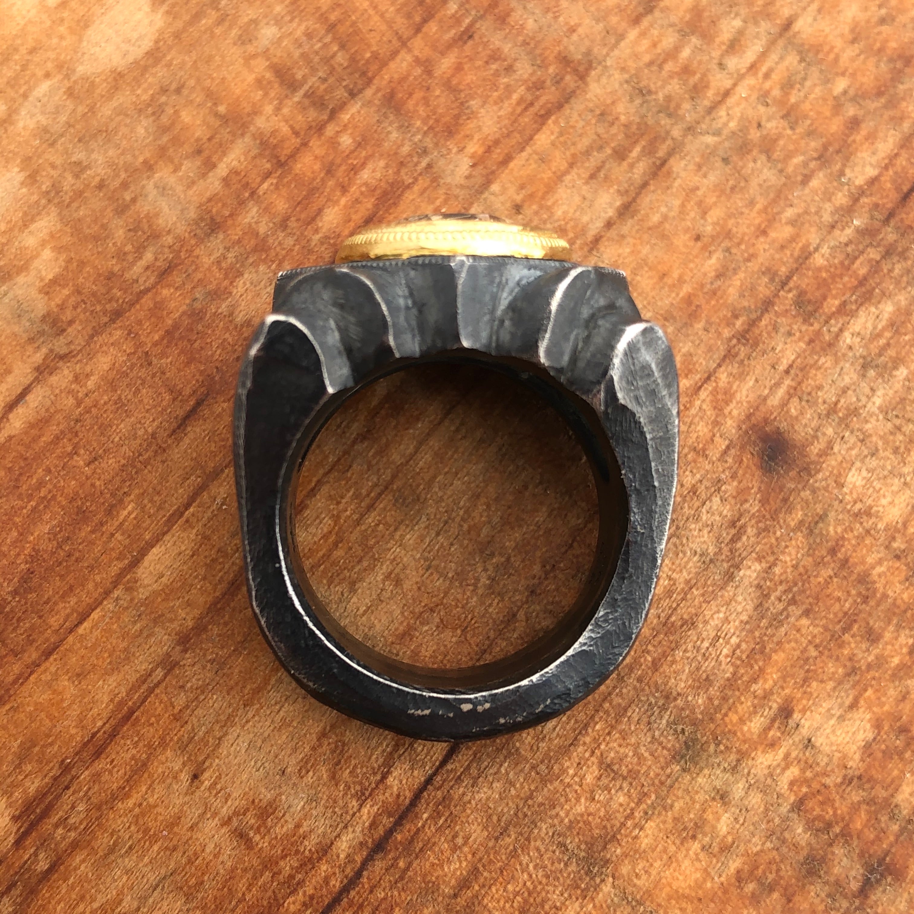 Ancient style rutilated quartz ring