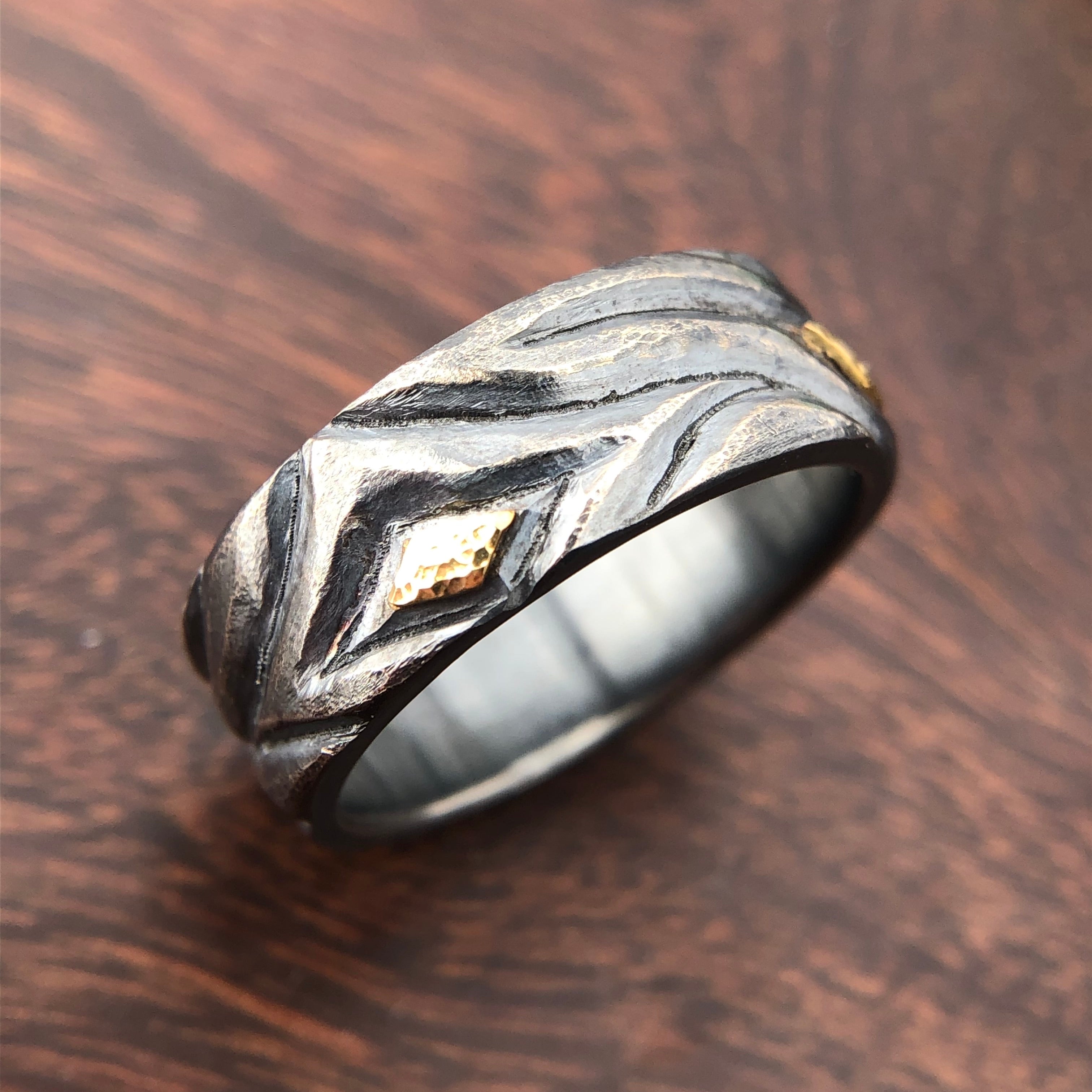 Organic sterling and 18k ring