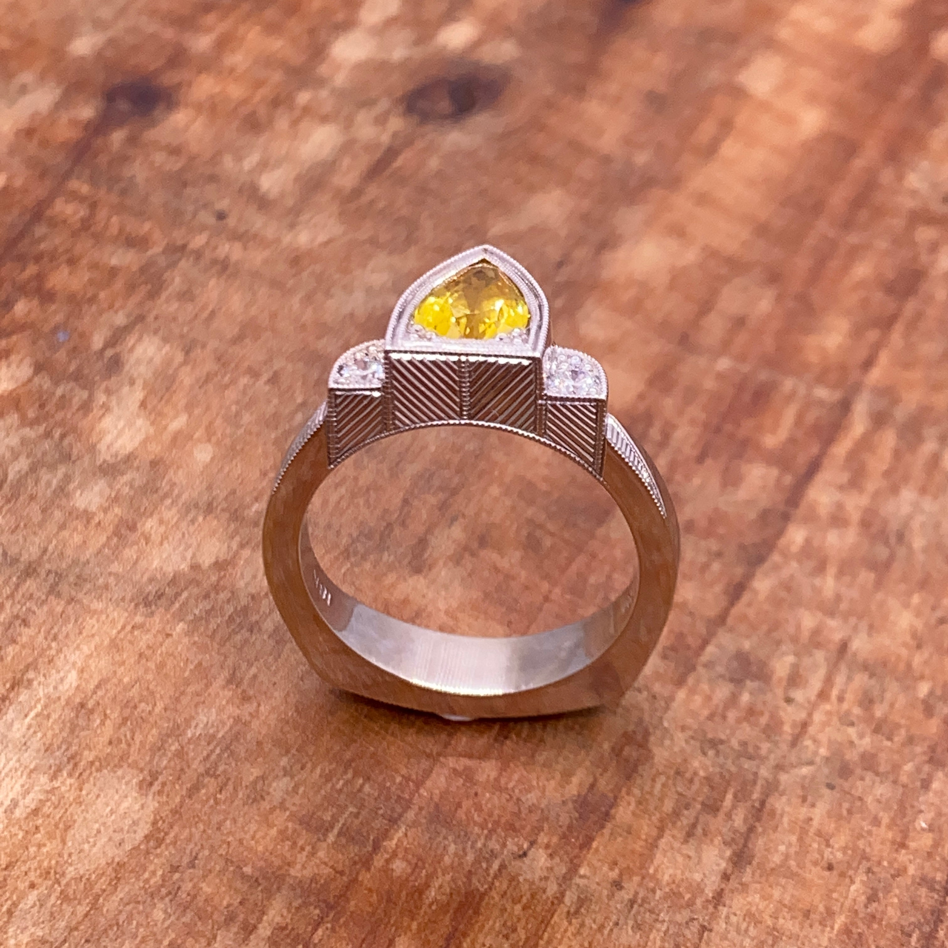 Yellow Sapphire Cathedral Ring