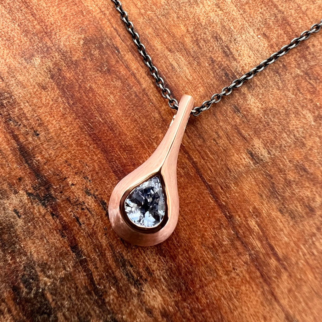 Sapphire Rose Gold Pear Pendant