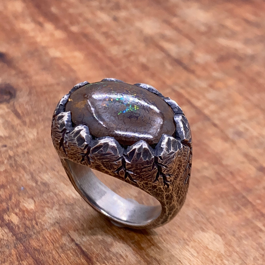 Boulder Opal Cracked Ring