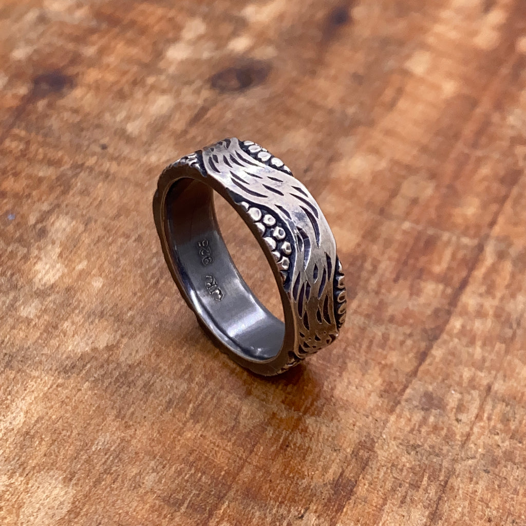 Hand-Engraved river ring