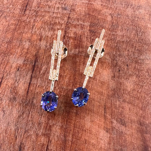 Oval Blue Sapphire Earrings