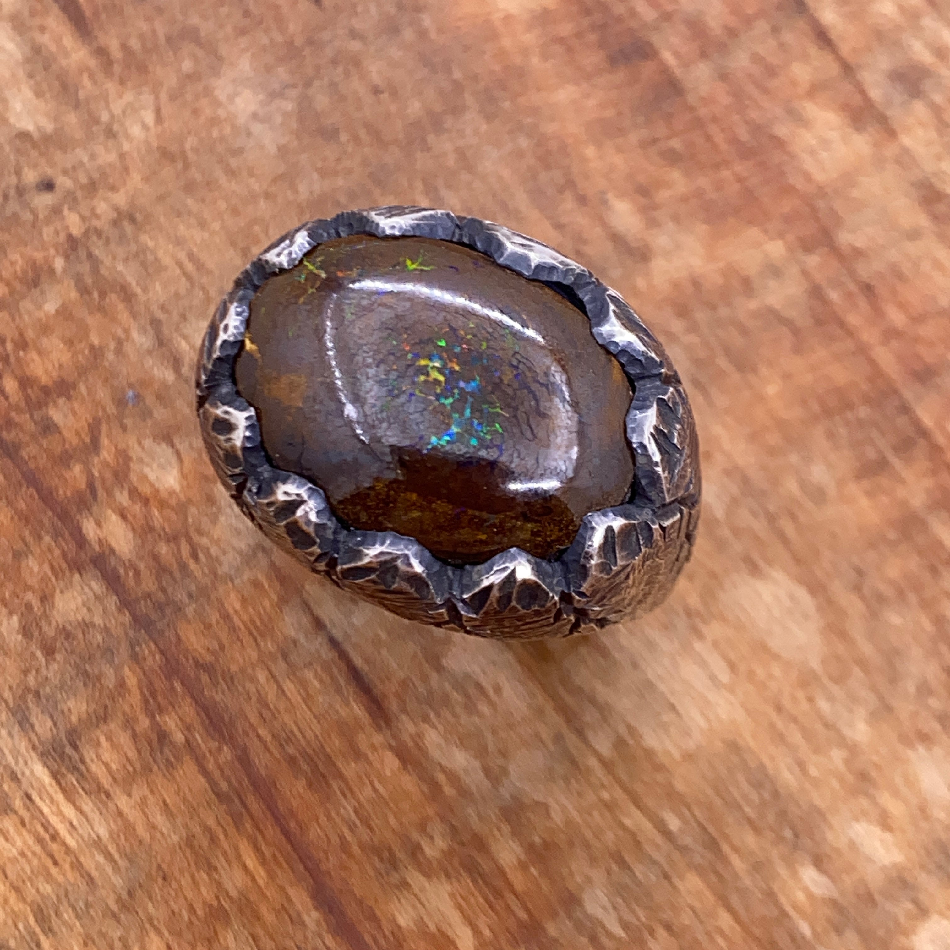 Boulder Opal Cracked Ring