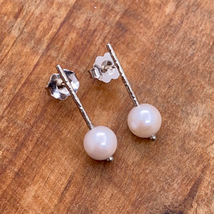 White gold Akoya pearl drop earrings