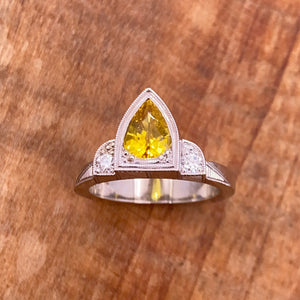 Yellow Sapphire Cathedral Ring